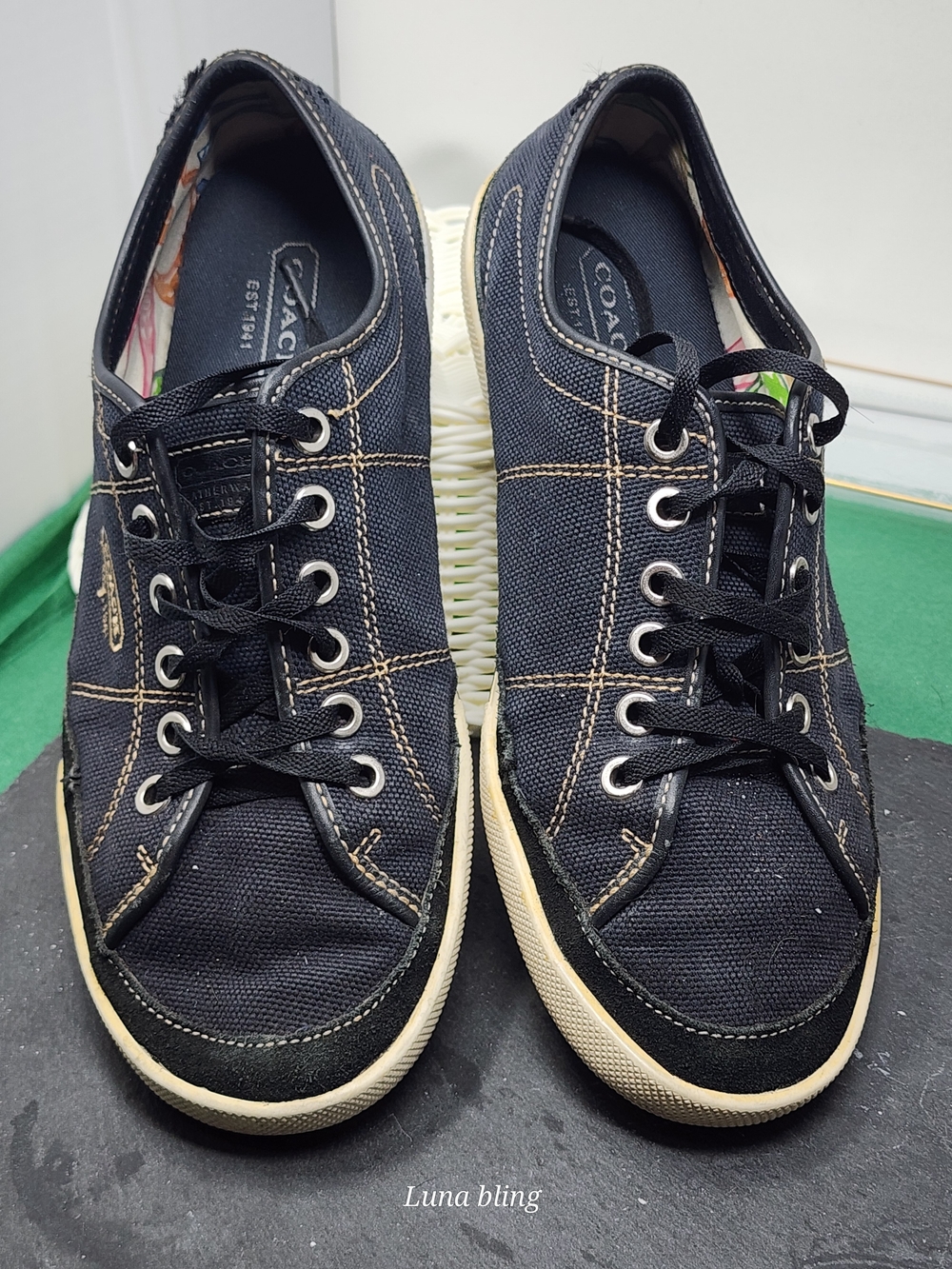 Coach Men’s Black Canvas Sneakers with Cream Sole